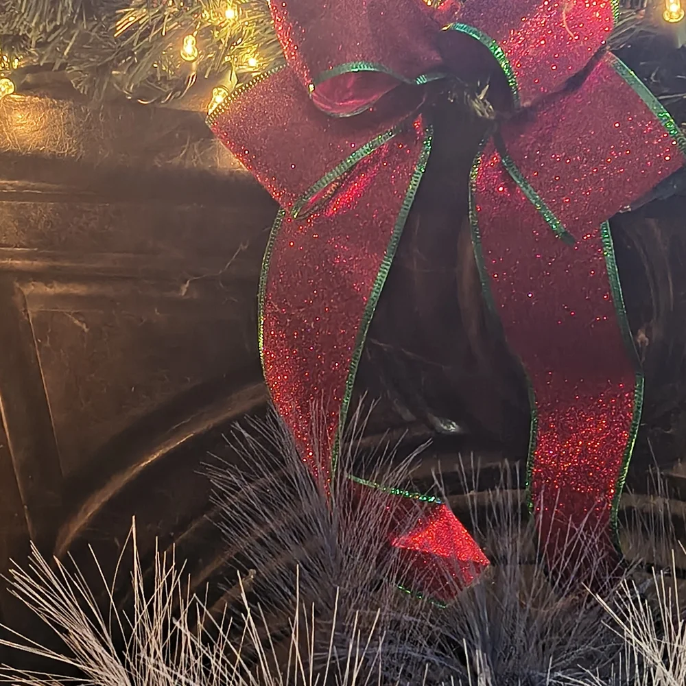 Festive Red and Green Holiday Bow